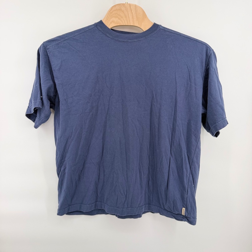 Vintage 90s Dockers Khakiware Faded Navy Blue Blank T Shirt Large Boxy Cotton